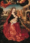 Master of Frankfurt Madonna and Child crowned by two angels. oil painting artist